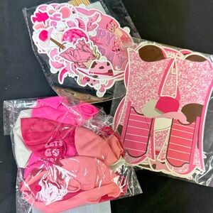 Cowgirl Birthday for girls Pink Party Decoration Set includes cake topper banner
